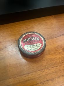 Vintage mucilin England fly fishing line wax tin
