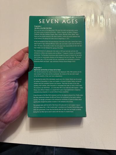 Seven Ages- The History of the Irish State. Original Series.  on 3 VHS Tapes. RTE.