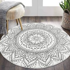 Round Area Rug 120 cm Shaggy Ultra Soft Touch Carpet Rug Luxury Fluffy Non Slip Washable Living Room Rug Floor Bedside Carpet Rug,Light Grey