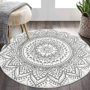 Round Area Rug 120 cm Shaggy Ultra Soft Touch Carpet Rug Luxury Fluffy Non Slip Washable Living Room Rug Floor Bedside Carpet Rug,Light Grey