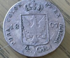 PRUSSIA 1/6 Thaler  4 Groschen 1807