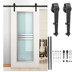 7.2FT Steel  Black Sliding Door Hardware Kit Set