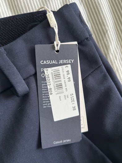 Brax "Style Marons" Navy Casual Jersey Trousers BNWT Size UK 12 / EU 38