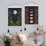 Pcs Wall Hanging Tassel Tapestry Decoration Moon Tapestries Wall Art Flower Tapestries for Bedroom Cotton Linen Inches Black (35 x 50cm) Image 4