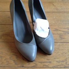 Oasis Grey leather& suede court shoes