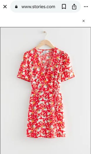 dress mini & Other Stories Printed Scallop Wrap Mini Dress Women's Red Floral size 10