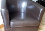Leather tub armchair