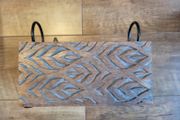 Rustic wooden organizer with metal side handles