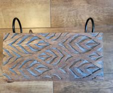Rustic wooden organizer with metal side handles