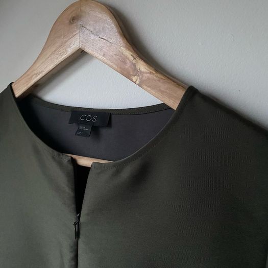 COS Khaki Green A-Line Frill Shift Dress - EU 38 Fits UK 10 -12