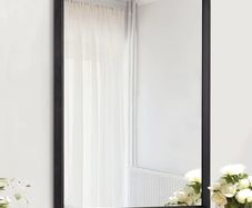 Wall Mirror Black with Aluminum Alloy Framed Rectangle Modern Metal Hanging Mirrors for Bathroom Bedroom Living Room Entryway Home Decor