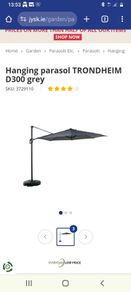 Hanging 3metre parasol