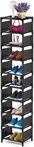 10 Tiers Small Shoe Rack, 10 Pairs Space Saving Shoe Shelf Organizer, Tall Narrow Shoe Rack for Entryway, Closet, Living Room, Hallway