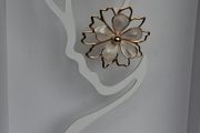 Gold &amp; Cream Sakura Blossom Floral Statement Earrings