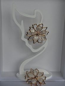 Gold & Cream Sakura Blossom Floral Statement Earrings