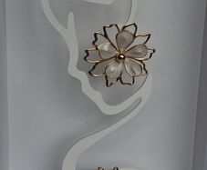 Gold & Cream Sakura Blossom Floral Statement Earrings