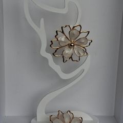 Gold & Cream Sakura Blossom Floral Statement Earrings