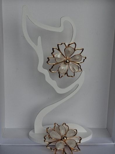 Gold & Cream Sakura Blossom Floral Statement Earrings