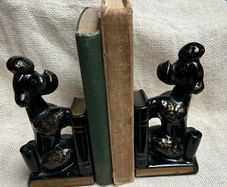 MCM Ceramic  pair of poodle bookends