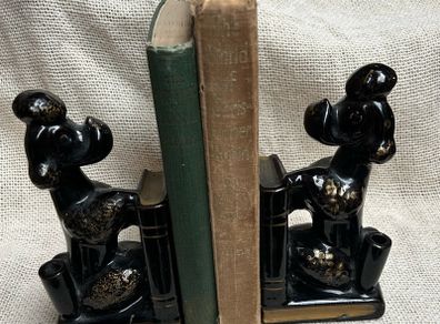 MCM Ceramic  pair of poodle bookends