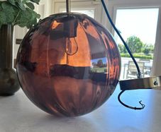 Amber ribbed glass pendant light