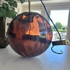 Amber ribbed glass pendant light