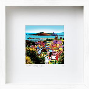 Howth Village and Ireland's Eye, 8.5 framed print, by artist Helen Mathews