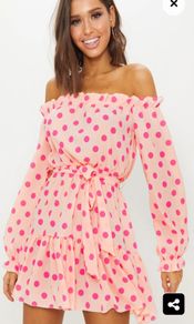 Dusty Pink Bardot Dress