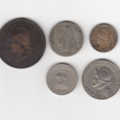 South America, 5 x  coins (No: 381)