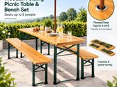 Wooden Folding table and two benches picnic set  (3 pieces)