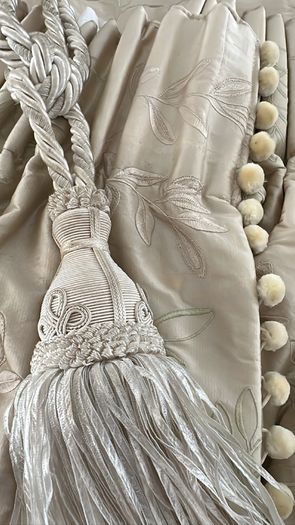 Beautiful Silk Interlined Embossed Curtains Pale Gold 90" W x 79" D