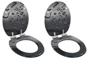 WC Toilet Seats 2 pcs with Soft Close Lids MDF Water Drop Design
