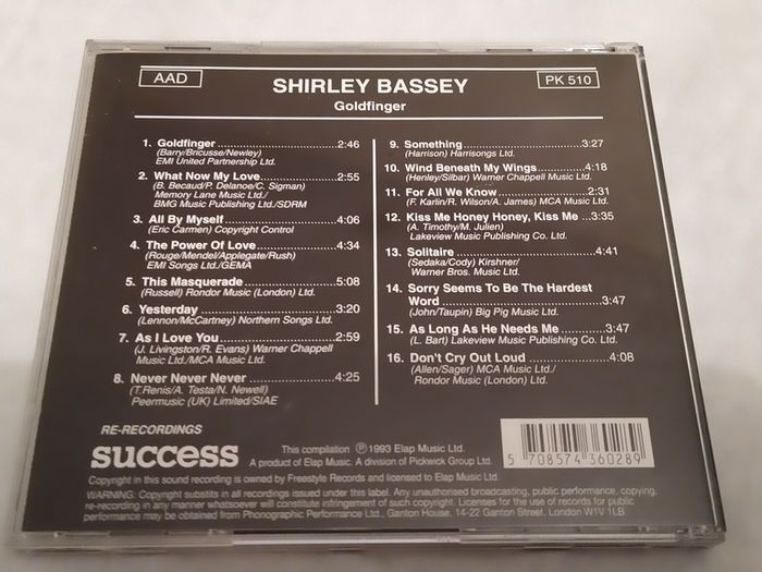 Shirley Bassey - Goldfinger Cd