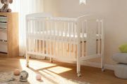 -3-in-1 Wooden Baby Cot Bed,Baby Crib,Convertible Baby Bed with Teething Rail,5 Adjustable Bed Base Positions,Mattress Included,From Birth to 6 Years