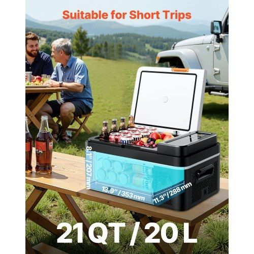 Car Refrigerator, DC 12/24V AC100-240V Compressor Electric Cooler, -20C to 20C Car Fridge with APP Control, 20L Cars Freezer for RVs, Campsites, Boats, Camping, Fishing, 60W Portable Freezer