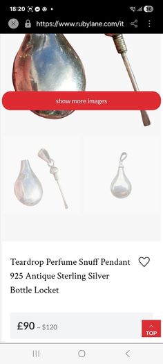 Vintage sterling silver teardrop perfume snuff pendant