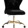 Vanity Chair with Gold Wheels & Bow Pillow, Girl's Office Chair  Fluffy Desk Chairs for Home Office & Bedroom, Height Adjustable& Easy to Assemble, Black Image 2