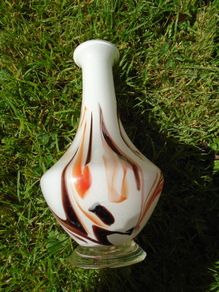Handblown glass vase. Opaline glass, Coloured glass vase,Home decor. Flower vase.