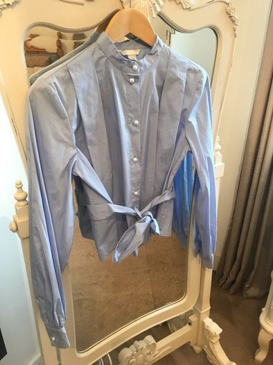 Pretty Blue Shirt with Pearl Effect Buttons size 8