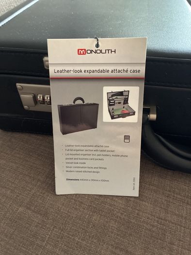 MONOLITH Leather look expandable attache case