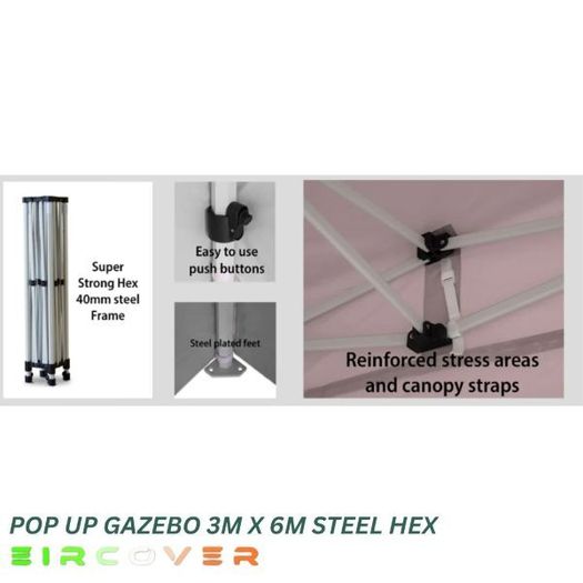 Gazebo Marquee Steel Hexagonal Frame 40mm 3m x 6m