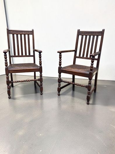 Antique Carver Chairs x 2 - Oak