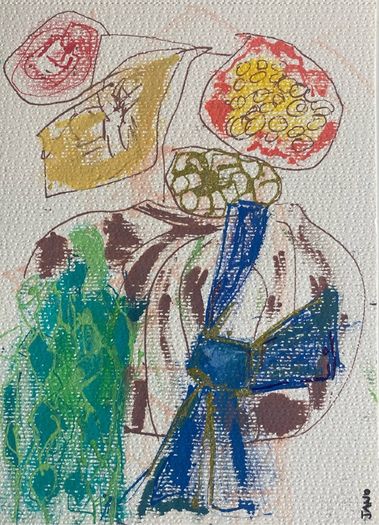 Original art Floral Art Retro Drawing contemporary Irish Art abstract painting