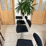 Island high chairs. Black leather and chrome. Adjustable height. Excellent condition. Image 2
