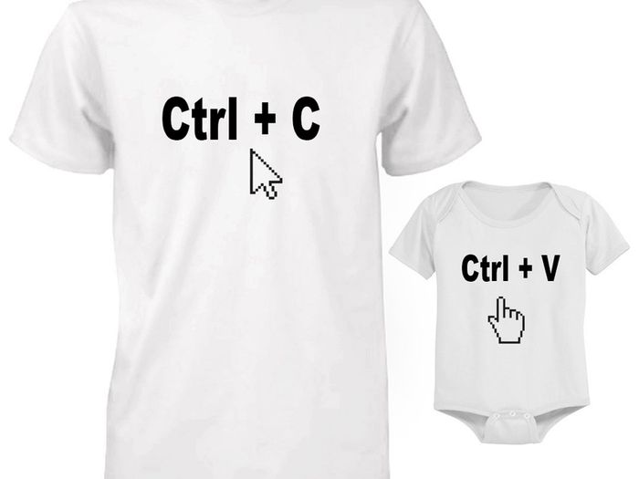 Funny Cute Daddy and Baby Matching T-Shirt and Bodysuit Set - Copy and Paste V2
