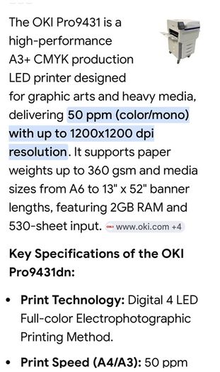 Printer Oki Pro 9431