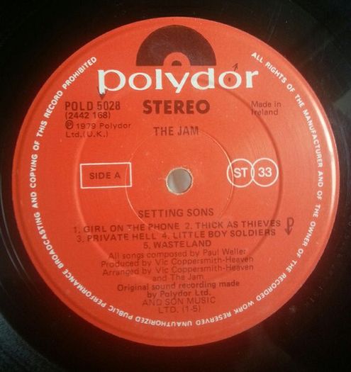 The Jam  Setting Sons Irish pressing
