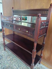 Antique-Style Mahogany Mirrored Hall Table