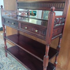 Antique-Style Mahogany Mirrored Hall Table