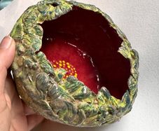 Hand Built Ceramic Bowl, Leaf Texture Pottery, Nature Inspired Bowl, Handmade Sculptural Dish, Unique Artisan Gift